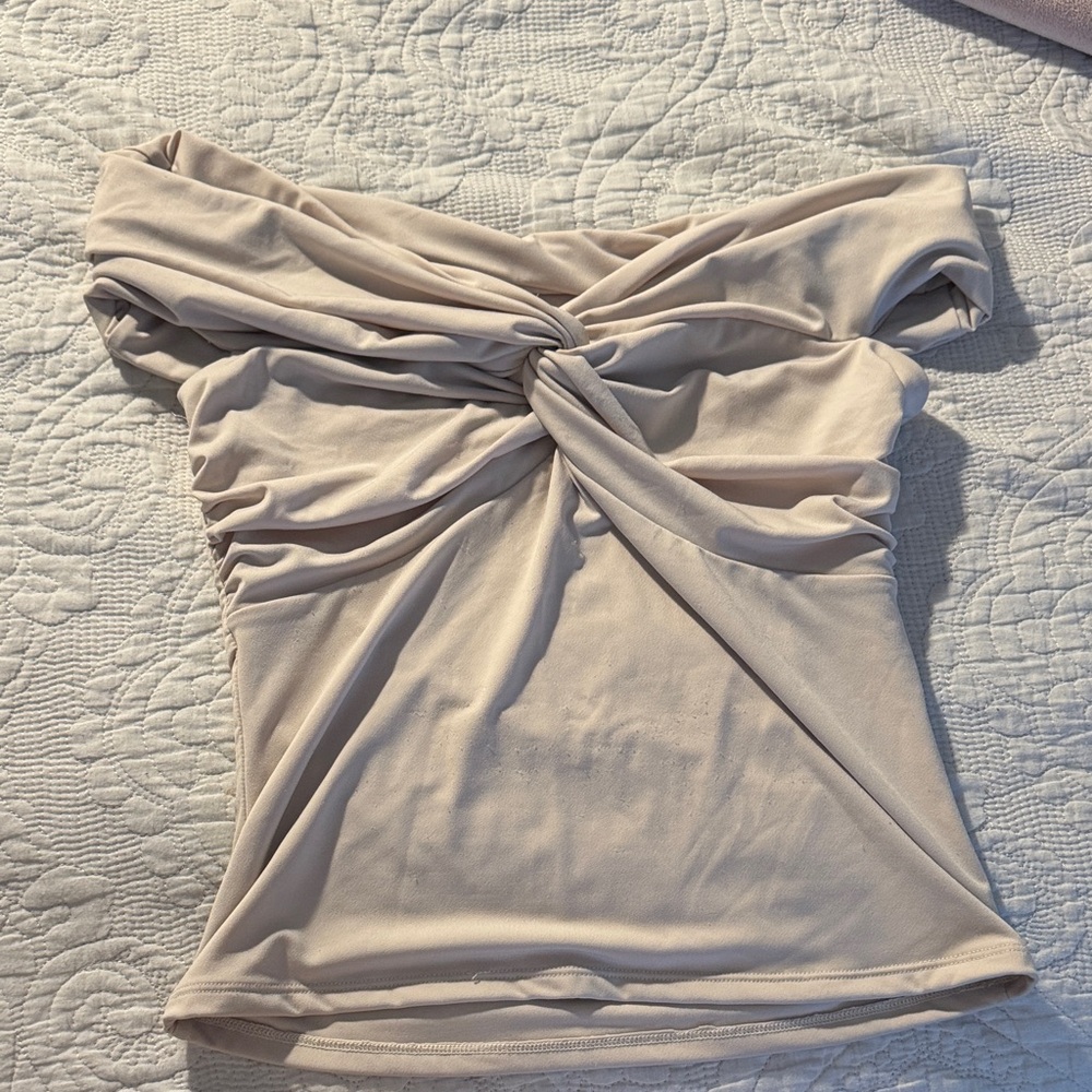 Abercrombie & Fitch Cream Twist-Front Blouse